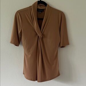 Premise Tan Drape Neck Blouse